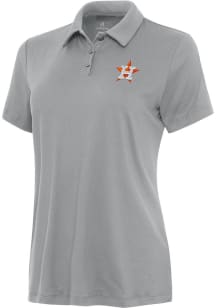 Antigua Houston Astros Womens Grey Reprocess Recycled Short Sleeve Polo Shirt