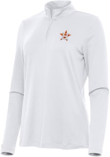 Antigua Houston Astros Womens White Reprocess Recycled 1/4 Zip Pullover