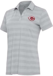Antigua Cincinnati Reds Womens Grey Tunnel Short Sleeve Polo Shirt