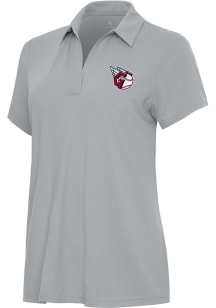Antigua Cleveland Guardians Womens Grey Era Short Sleeve Polo Shirt