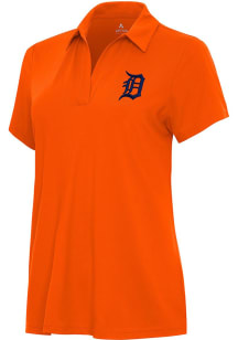Antigua Detroit Tigers Womens Orange Era Short Sleeve Polo Shirt