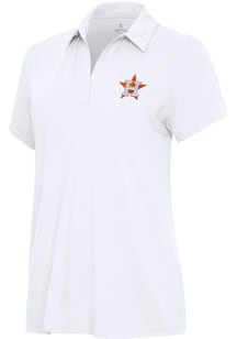 Antigua Houston Astros Womens White Era Short Sleeve Polo Shirt