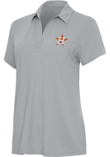 Antigua Houston Astros Womens Grey Era Short Sleeve Polo Shirt