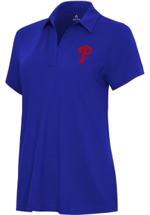 Antigua Philadelphia Phillies Womens Blue Era Short Sleeve Polo Shirt