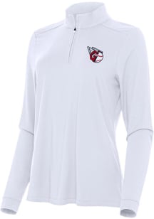 Antigua Cleveland Guardians Womens White Intent 1/4 Zip Pullover