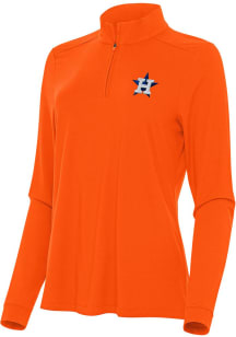 Antigua Houston Astros Womens Orange Intent 1/4 Zip Pullover