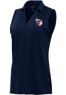 Antigua Cleveland Guardians Womens Navy Blue Layout Polo Shirt