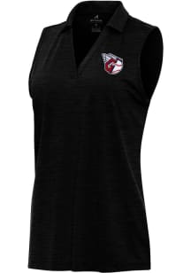 Antigua Cleveland Guardians Womens Black Layout Polo Shirt