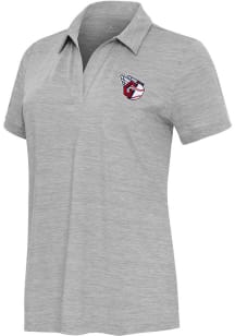 Antigua Cleveland Guardians Womens Grey Layout Short Sleeve Polo Shirt