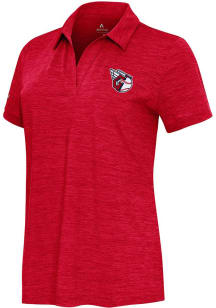 Antigua Cleveland Guardians Womens Red Layout Short Sleeve Polo Shirt