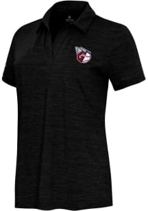 Antigua Cleveland Guardians Womens Black Layout Short Sleeve Polo Shirt