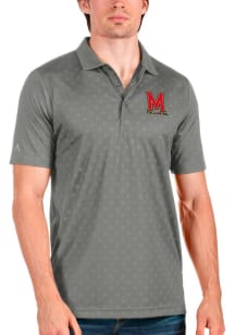 Mens Maryland Terrapins Grey Antigua Spark Short Sleeve Polo Shirt