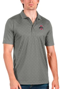 Mens Ohio State Buckeyes Grey Antigua Spark Short Sleeve Polo Shirt