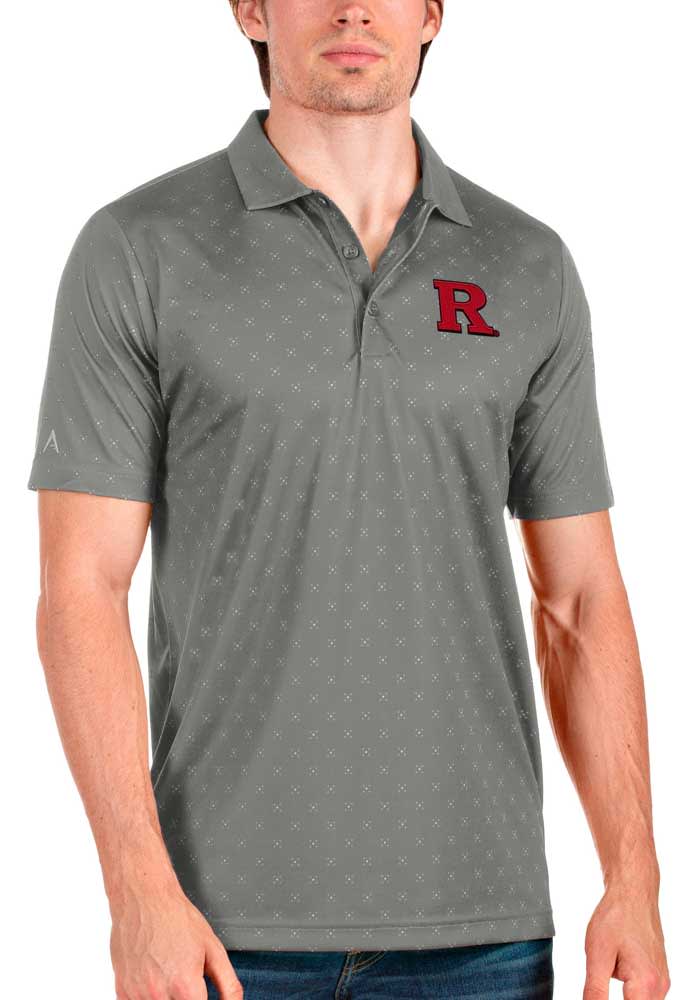 Antigua Rutgers Scarlet Knights Mens Grey Spark Short Sleeve Polo