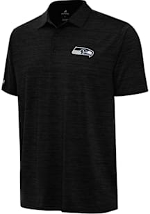 Antigua Seattle Seahawks Mens Black Layout Short Sleeve Polo