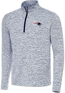 Antigua New England Patriots Mens Navy Blue Cause Long Sleeve Qtr Zip Pullover