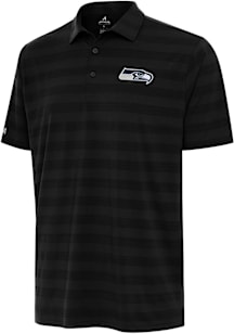 Antigua Seattle Seahawks Mens Black Tunnel Short Sleeve Polo