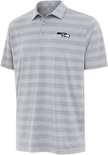 Antigua Seattle Seahawks Mens Grey Tunnel Short Sleeve Polo