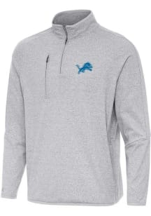 Antigua Detroit Lions Mens Grey Certain Long Sleeve Qtr Zip Pullover