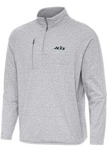 Antigua New York Jets Mens Grey Certain Long Sleeve Qtr Zip Pullover