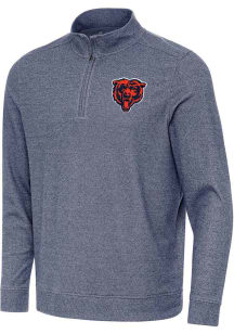 Antigua Chicago Bears Mens Navy Blue Alternate Subtle Long Sleeve Qtr Zip Pullover