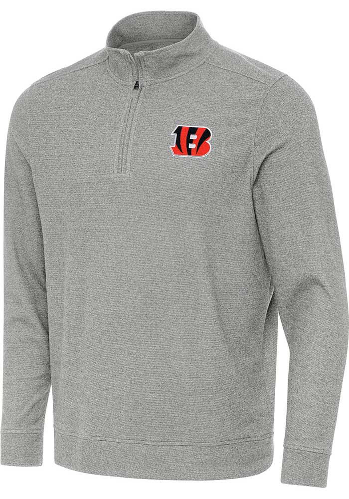 Antigua Cincinnati Bengals Mens Subtle Long Sleeve Qtr Zip Pullover