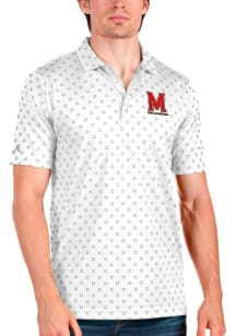Mens Maryland Terrapins White Antigua Spark Short Sleeve Polo Shirt
