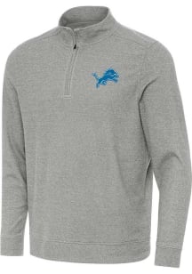 Antigua Detroit Lions Mens Grey Subtle Long Sleeve Qtr Zip Pullover