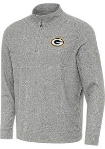Antigua Green Bay Packers Mens Grey Subtle Long Sleeve Qtr Zip Pullover