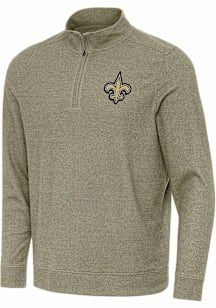 Antigua New Orleans Saints Mens Olive Subtle Long Sleeve Qtr Zip Pullover
