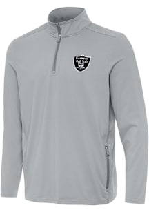 Antigua Las Vegas Raiders Mens Grey Perilous Long Sleeve Qtr Zip Pullover