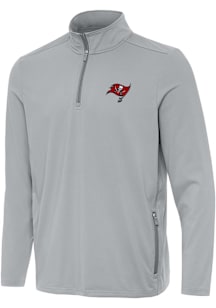 Antigua Tampa Bay Buccaneers Mens Grey Perilous Long Sleeve Qtr Zip Pullover