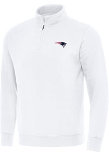 Antigua New England Patriots Mens White Victory Long Sleeve Qtr Zip Pullover