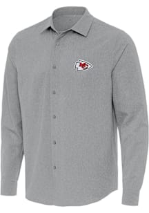 Antigua Kansas City Chiefs Mens Grey Exposure Long Sleeve Dress Shirt