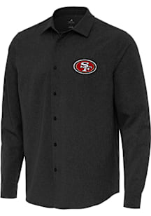 Antigua San Francisco 49ers Mens Black Exposure Long Sleeve Dress Shirt