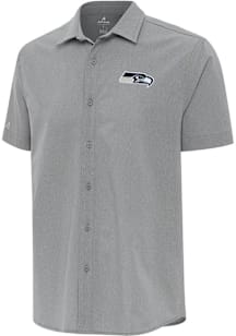 Antigua Seattle Seahawks Mens Grey Activate Short Sleeve Dress Shirt