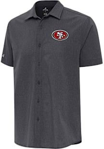 Antigua San Francisco 49ers Mens Black Activate Short Sleeve Dress Shirt