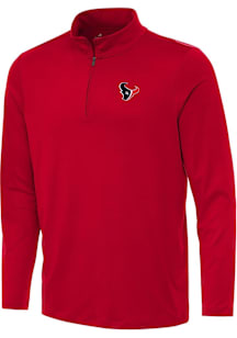 Antigua Houston Texans Mens Red Reprocess Recycled Long Sleeve Qtr Zip Pullover