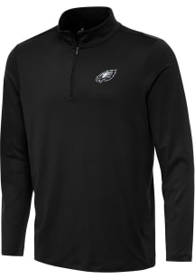 Antigua Philadelphia Eagles Mens Black Reprocess Recycled Long Sleeve Qtr Zip Pullover
