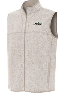 Antigua New York Jets Mens Oatmeal Fortune Sleeveless Jacket