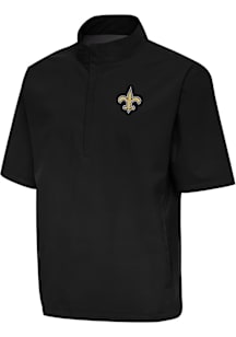 Antigua New Orleans Saints Mens Black Brisk Short Sleeve Jacket