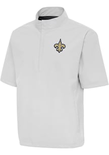 Antigua New Orleans Saints Mens Grey Brisk Short Sleeve Jacket