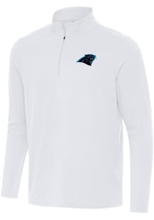 Antigua Carolina Panthers Mens White Intent Long Sleeve Qtr Zip Pullover