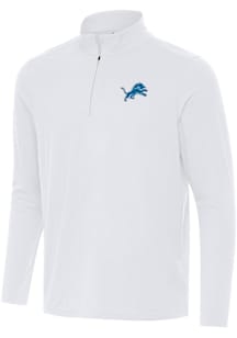Antigua Detroit Lions Mens White Intent Long Sleeve Qtr Zip Pullover