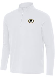 Antigua Green Bay Packers Mens White Intent Long Sleeve Qtr Zip Pullover