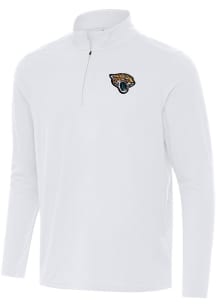 Antigua Jacksonville Jaguars Mens White Intent Long Sleeve Qtr Zip Pullover