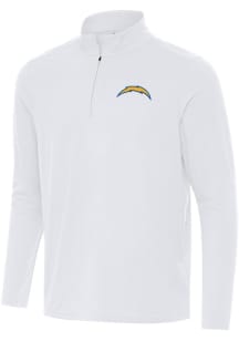 Antigua Los Angeles Chargers Mens White Intent Long Sleeve Qtr Zip Pullover