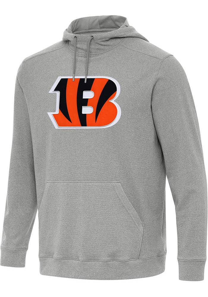 Antigua Cincinnati Bengals Mens Grey Full Front Alternate Cloud Long Sleeve Hoodie