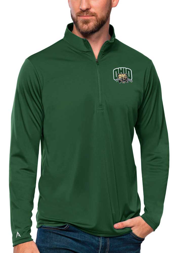 Antigua Ohio Bobcats Mens Tribute Long Sleeve Qtr Zip Pullover