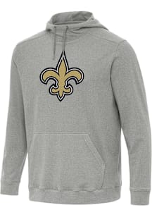 Antigua New Orleans Saints Mens Grey Full Front Cloud Long Sleeve Hoodie